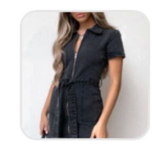 Acid wash black jean dress